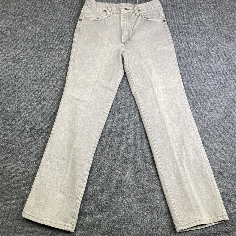 Vintage Wrangler Jeans Mens 30x30 Gray Straight Leg Light Wash Denim USA 9366GRY